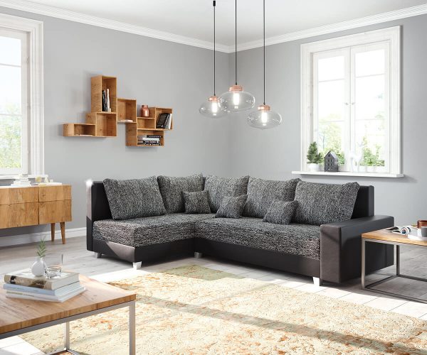 DELIFE Ecksofa Panama Schwarz Ottomane links Modulsofa, Ecksofas DELIFE Ecksofa Panama Schwarz Ottomane links Modulsofa, Ecksofas