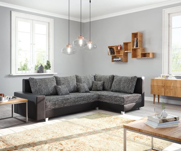 DELIFE Ecksofa Panama Schwarz Ottomane rechts Modulsofa, Ecksofas DELIFE Ecksofa Panama Schwarz Ottomane rechts Modulsofa, Ecksofas