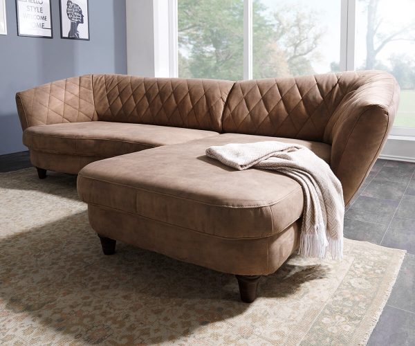 DELIFE Ecksofa Wave 290x165 cm Braun Vintage Ottomane Rechts, Ecksofas DELIFE Ecksofa Wave 290x165 cm Braun Vintage Ottomane Rechts, Ecksofas