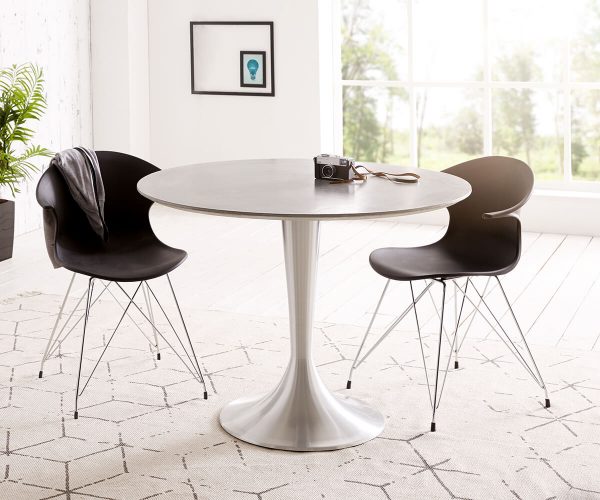 DELIFE Esstisch Charo 100x100 Grau rund Beton Gestell Aluminium, Esstische DELIFE Esstisch Charo 100x100 Grau rund Beton Gestell Aluminium, Esstische