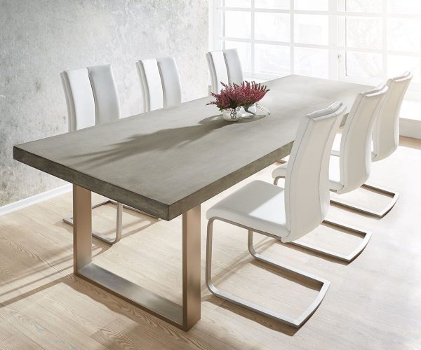 DELIFE Esstisch Zement 260x100 Grau Beton Optik Gestell schmal, Esstische DELIFE Esstisch Zement 260x100 Grau Beton Optik Gestell schmal, Esstische
