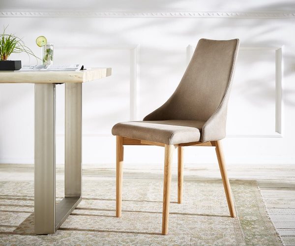DELIFE Esszimmerstuhl Kolonia Taupe bequeme Polsterung Beine Eiche, Esszimmerstühle DELIFE Esszimmerstuhl Kolonia Taupe bequeme Polsterung Beine Eiche, Esszimmerstühle
