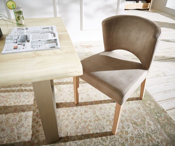 DELIFE Esszimmerstuhl Rennes Taupe Eiche Massivholz bequeme Polsterung, Esszimmerstühle DELIFE Esszimmerstuhl Rennes Taupe Eiche Massivholz bequeme Polsterung, Esszimmerstühle