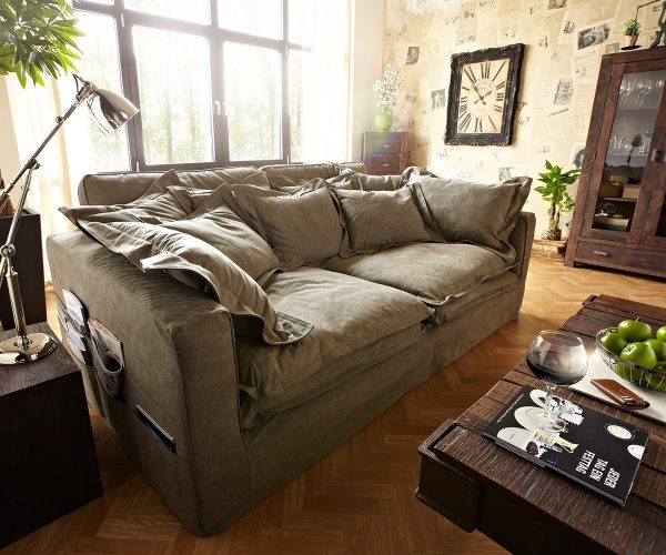 DELIFE Hussensofa Noelia 240x145 cm Braun Couch mit Kissen, Big Sofas DELIFE Hussensofa Noelia 240x145 cm Braun Couch mit Kissen, Big Sofas