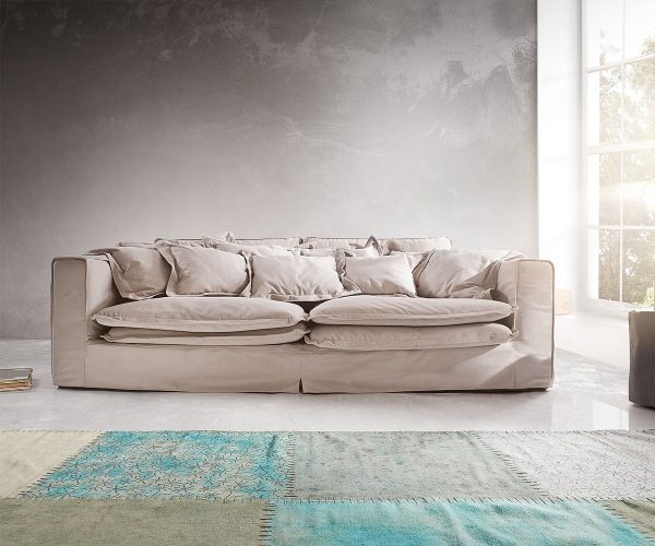 DELIFE Hussensofa Noelia 240x145 cm Hellgrau mit Kissen, Big Sofas DELIFE Hussensofa Noelia 240x145 cm Hellgrau mit Kissen, Big Sofas