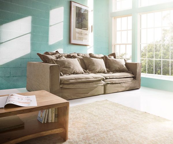 DELIFE Hussensofa Sharona 234x117 cm Braun mit Kissen, Big Sofas DELIFE Hussensofa Sharona 234x117 cm Braun mit Kissen, Big Sofas