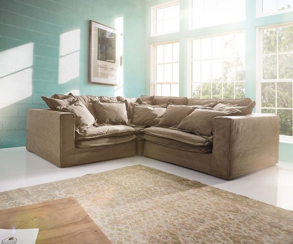 DELIFE Hussensofa Sharona 234x234 cm Braun mit Kissen Ecksofa, Ecksofas DELIFE Hussensofa Sharona 234x234 cm Braun mit Kissen Ecksofa, Ecksofas