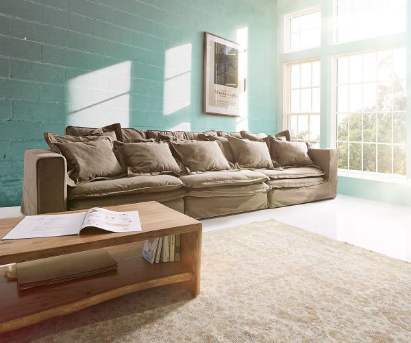 DELIFE Hussensofa Sharona 337x117 cm Braun mit Kissen, Big Sofas DELIFE Hussensofa Sharona 337x117 cm Braun mit Kissen, Big Sofas