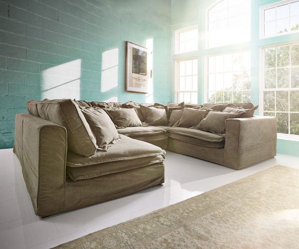 DELIFE Hussensofa Sharona 337x234 cm Braun mit Kissen, Wohnlandschaften DELIFE Hussensofa Sharona 337x234 cm Braun mit Kissen, Wohnlandschaften