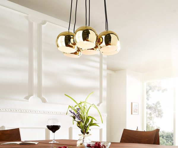 DELIFE Hängeleuchte Pentola 45 cm Goldfarben 6 Schirme Rund, Hängeleuchten DELIFE Hängeleuchte Pentola 45 cm Goldfarben 6 Schirme Rund, Hängeleuchten