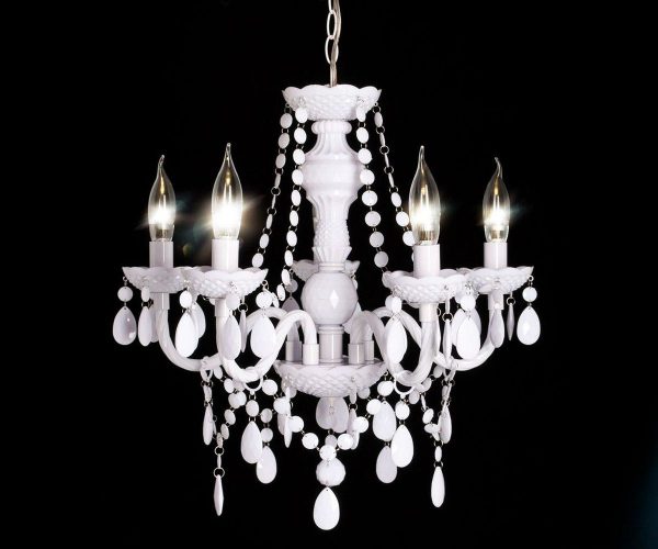 DELIFE Kronleuchter Karat 52 cm Weiss 5-armig, Hängeleuchten DELIFE Kronleuchter Karat 52 cm Weiss 5-armig, Hängeleuchten