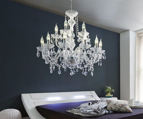 DELIFE Kronleuchter Karat 82 cm Transparent 15 armig, Hängeleuchten DELIFE Kronleuchter Karat 82 cm Transparent 15 armig, Hängeleuchten
