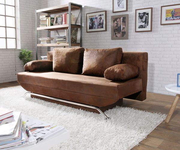 DELIFE Schlafsofa Cady 200x90 cm Braun Antik Optik Bettkasten, Schlafsofas DELIFE Schlafsofa Cady 200x90 cm Braun Antik Optik Bettkasten, Schlafsofas