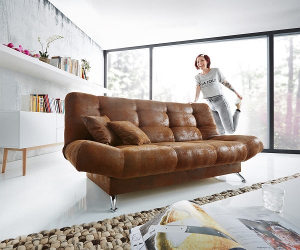 DELIFE Schlafsofa Viol 190x90 cm Braun Antik Optik Bettkasten, Schlafsofas DELIFE Schlafsofa Viol 190x90 cm Braun Antik Optik Bettkasten, Schlafsofas