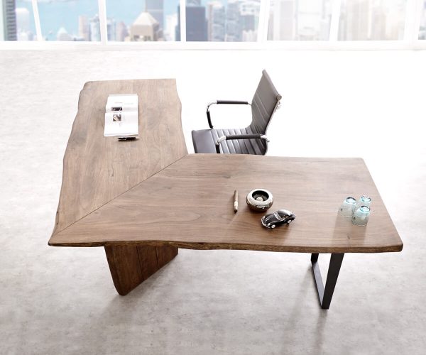 DELIFE Schreibtisch Live-Edge 180x180 Akazie Braun Gestell Schwarz Baumkante, Schreibtische, Baumkantenmöbel, Massivholzmöbel, Massivholz, Baumkante, Wolf Live Edge DELIFE Schreibtisch Live-Edge 180x180 Akazie Braun Gestell Schwarz Baumkante, Schreibtische, Baumkantenmöbel, Massivholzmöbel, Massivholz, Baumkante, Wolf Live Edge