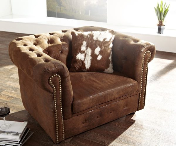 DELIFE Sessel Chesterfield Braun abgesteppt Antik Optik, Relaxsessel DELIFE Sessel Chesterfield Braun abgesteppt Antik Optik, Relaxsessel