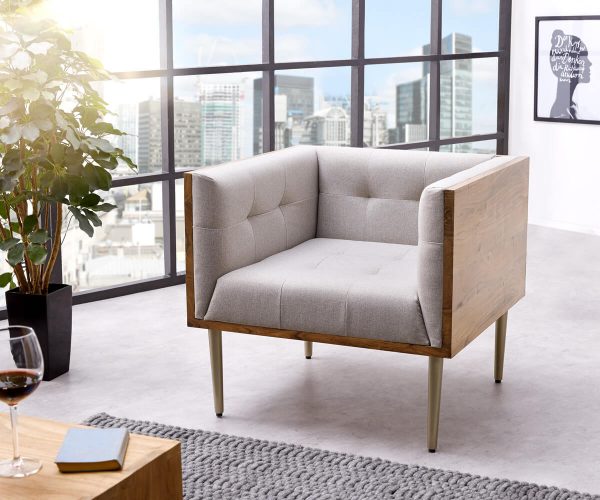 DELIFE Sessel Metropolitan 76x73 Grau cm Akazie Natur abgesteppt, Relaxsessel DELIFE Sessel Metropolitan 76x73 Grau cm Akazie Natur abgesteppt, Relaxsessel