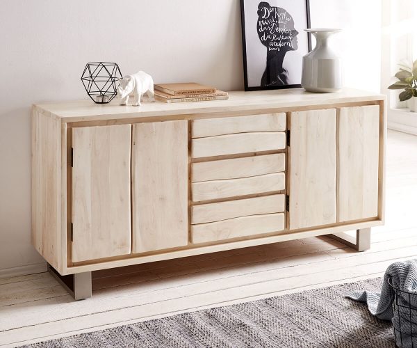DELIFE Sideboard Live-Edge 172 cm Akazie Gebleicht 3 Schübe 4 Türen, Sideboards, Baumkantenmöbel, Massivholzmöbel, Massivholz, Baumkante, Wolf Live Edge DELIFE Sideboard Live-Edge 172 cm Akazie Gebleicht 3 Schübe 4 Türen, Sideboards, Baumkantenmöbel, Massivholzmöbel, Massivholz, Baumkante, Wolf Live Edge
