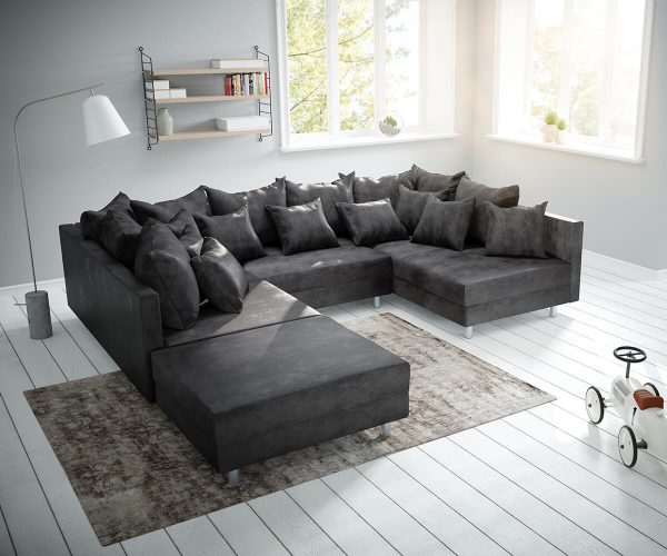 DELIFE Wohnlandschaft Clovis Anthrazit Antik Optik modular Hocker, Design Wohnlandschaften, Couch Loft, Modulsofa, modular DELIFE Wohnlandschaft Clovis Anthrazit Antik Optik modular Hocker, Design Wohnlandschaften, Couch Loft, Modulsofa, modular