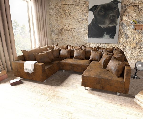 DELIFE Wohnlandschaft Clovis Braun Antik Optik modular Armlehne, Design Wohnlandschaften, Couch Loft, Modulsofa, modular DELIFE Wohnlandschaft Clovis Braun Antik Optik modular Armlehne, Design Wohnlandschaften, Couch Loft, Modulsofa, modular