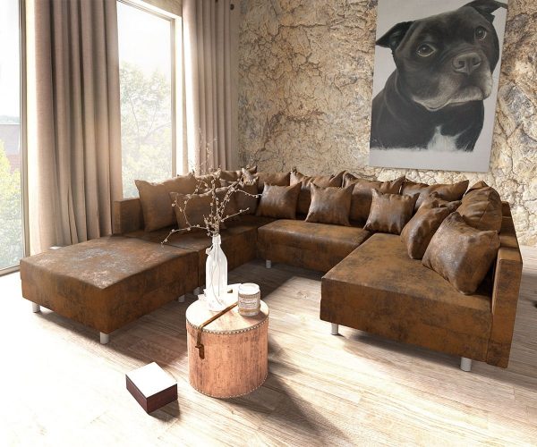 DELIFE Wohnlandschaft Clovis Braun Antik Optik modular Hocker, Design Wohnlandschaften, Couch Loft, Modulsofa, modular DELIFE Wohnlandschaft Clovis Braun Antik Optik modular Hocker, Design Wohnlandschaften, Couch Loft, Modulsofa, modular