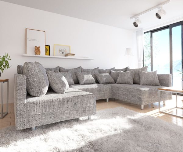 DELIFE Wohnlandschaft Clovis Hellgrau Strukturstoff Modulsofa, Design Wohnlandschaften, Couch Loft, Modulsofa, modular DELIFE Wohnlandschaft Clovis Hellgrau Strukturstoff Modulsofa, Design Wohnlandschaften, Couch Loft, Modulsofa, modular
