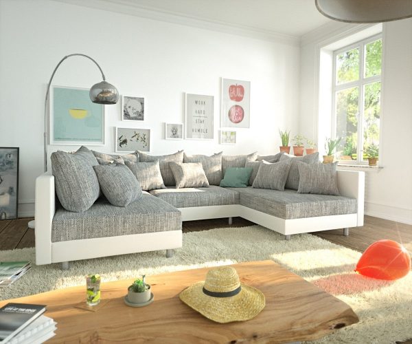 DELIFE Wohnlandschaft Clovis Weiss Hellgrau Modulares Sofa, Design Wohnlandschaften, Couch Loft, Modulsofa, modular DELIFE Wohnlandschaft Clovis Weiss Hellgrau Modulares Sofa, Design Wohnlandschaften, Couch Loft, Modulsofa, modular