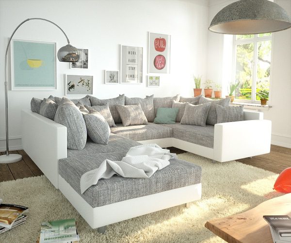 DELIFE Wohnlandschaft Clovis Weiss Hellgrau modular Hocker Armlehne, Design Wohnlandschaften, Couch Loft, Modulsofa, modular DELIFE Wohnlandschaft Clovis Weiss Hellgrau modular Hocker Armlehne, Design Wohnlandschaften, Couch Loft, Modulsofa, modular