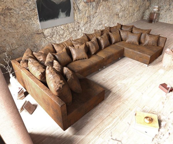 DELIFE Wohnlandschaft Clovis XL Braun Antik Optik Modulsofa, Design Wohnlandschaften, Couch Loft, Modulsofa, modular DELIFE Wohnlandschaft Clovis XL Braun Antik Optik Modulsofa, Design Wohnlandschaften, Couch Loft, Modulsofa, modular