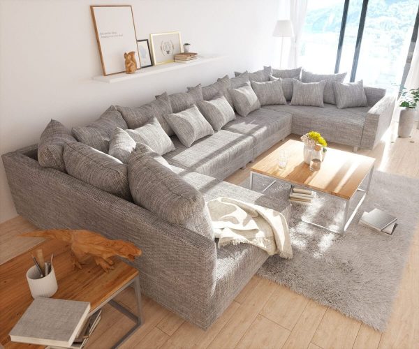 DELIFE Wohnlandschaft Clovis XL Hellgrau Strukturstoff Modulsofa Armlehne, Design Wohnlandschaften, Couch Loft, Modulsofa, modular DELIFE Wohnlandschaft Clovis XL Hellgrau Strukturstoff Modulsofa Armlehne, Design Wohnlandschaften, Couch Loft, Modulsofa, modular