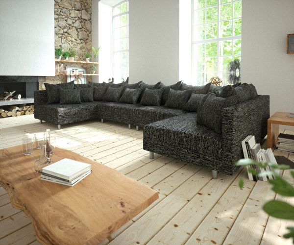 DELIFE Wohnlandschaft Clovis XL Schwarz Modulsofa Strukturstoff, Design Wohnlandschaften, Couch Loft, Modulsofa, modular DELIFE Wohnlandschaft Clovis XL Schwarz Modulsofa Strukturstoff, Design Wohnlandschaften, Couch Loft, Modulsofa, modular