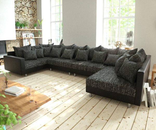 DELIFE Wohnlandschaft Clovis XL Schwarz mit Armlehne modular, Design Wohnlandschaften, Couch Loft, Modulsofa, modular DELIFE Wohnlandschaft Clovis XL Schwarz mit Armlehne modular, Design Wohnlandschaften, Couch Loft, Modulsofa, modular