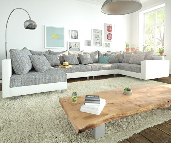 DELIFE Wohnlandschaft Clovis XL Weiss Hellgrau Modulsofa Armlehne, Design Wohnlandschaften, Couch Loft, Modulsofa, modular DELIFE Wohnlandschaft Clovis XL Weiss Hellgrau Modulsofa Armlehne, Design Wohnlandschaften, Couch Loft, Modulsofa, modular