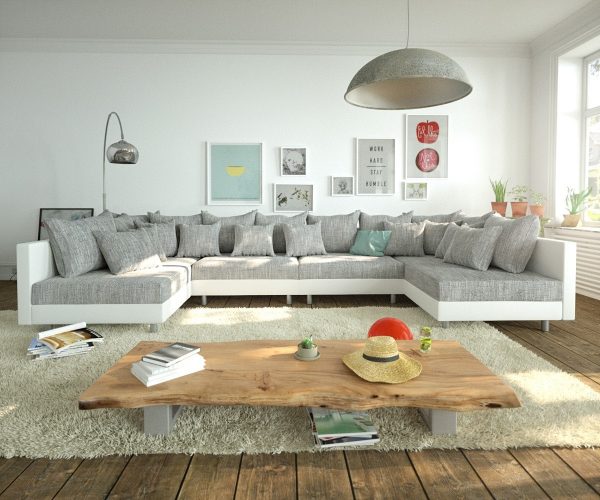 DELIFE Wohnlandschaft Clovis XL Weiss Hellgrau Modulsofa, Design Wohnlandschaften, Couch Loft, Modulsofa, modular DELIFE Wohnlandschaft Clovis XL Weiss Hellgrau Modulsofa, Design Wohnlandschaften, Couch Loft, Modulsofa, modular