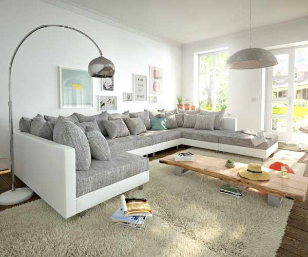 DELIFE Wohnlandschaft Clovis XL Weiss Hellgrau Modulsofa Hocker, Design Wohnlandschaften, Couch Loft, Modulsofa, modular DELIFE Wohnlandschaft Clovis XL Weiss Hellgrau Modulsofa Hocker, Design Wohnlandschaften, Couch Loft, Modulsofa, modular