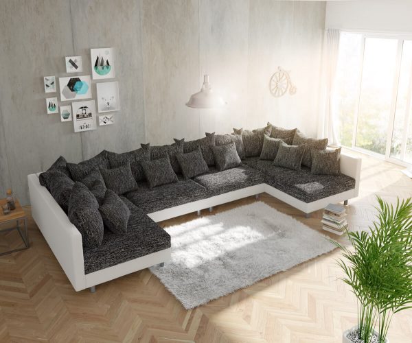 DELIFE Wohnlandschaft Clovis XL Weiss Schwarz modular, Design Wohnlandschaften, Couch Loft, Modulsofa, modular DELIFE Wohnlandschaft Clovis XL Weiss Schwarz modular, Design Wohnlandschaften, Couch Loft, Modulsofa, modular