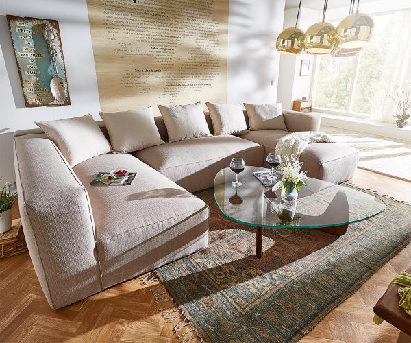 DELIFE Wohnlandschaft Oceana 355x190 cm Beige Ottomane Links, Wohnlandschaften DELIFE Wohnlandschaft Oceana 355x190 cm Beige Ottomane Links, Wohnlandschaften