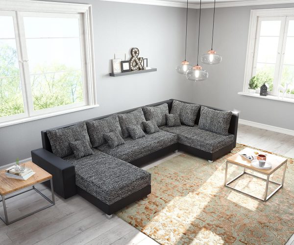 DELIFE Wohnlandschaft Panama Schwarz Ottomane rechts Longchair links Modulsofa, Wohnlandschaften DELIFE Wohnlandschaft Panama Schwarz Ottomane rechts Longchair links Modulsofa, Wohnlandschaften