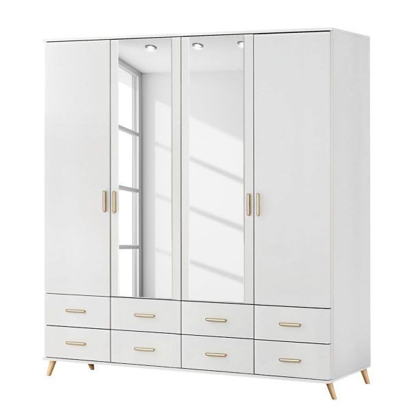 Drehtürenschrank Annett - Alpinweiß / Esche Coimbra - 181 cm (4-türig) Drehtürenschrank Annett - Alpinweiß / Esche Coimbra - 181 cm (4-türig)