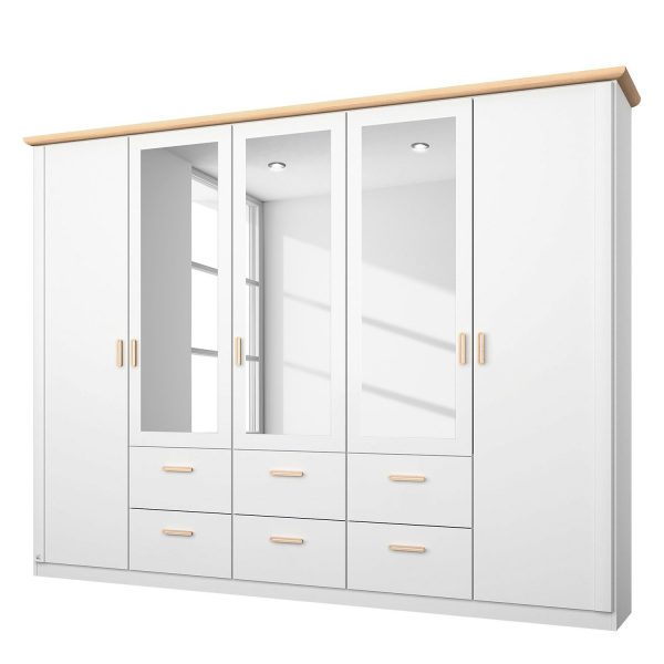 Drehtürenschrank Annett III - Alpinweiß / Esche Coimbra - 226 cm (5-türig) Drehtürenschrank Annett III - Alpinweiß / Esche Coimbra - 226 cm (5-türig)
