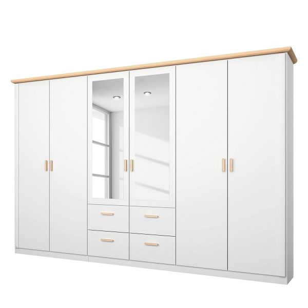 Drehtürenschrank Annett III - Alpinweiß / Esche Coimbra - 271 cm (6-türig) Drehtürenschrank Annett III - Alpinweiß / Esche Coimbra - 271 cm (6-türig)