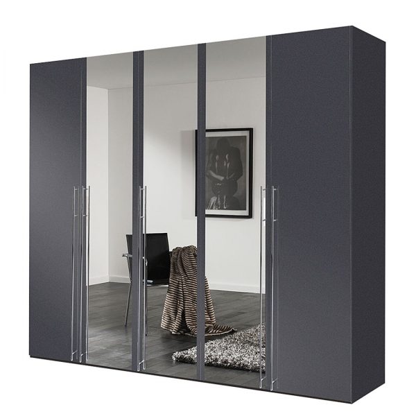 Drehtürenschrank Brooklyn VII - Graphit/Spiegel - 250 cm (5-türig) - 216 cm Drehtürenschrank Brooklyn VII - Graphit/Spiegel - 250 cm (5-türig) - 216 cm