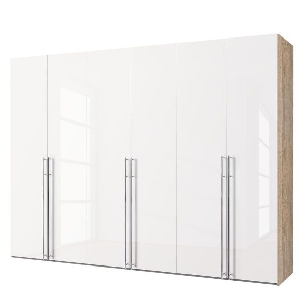 Drehtürenschrank Brooklyn X - Sonoma-Eiche Dekor/Weißlack - 300 cm (6-türig) - 216 cm Drehtürenschrank Brooklyn X - Sonoma-Eiche Dekor/Weißlack - 300 cm (6-türig) - 216 cm