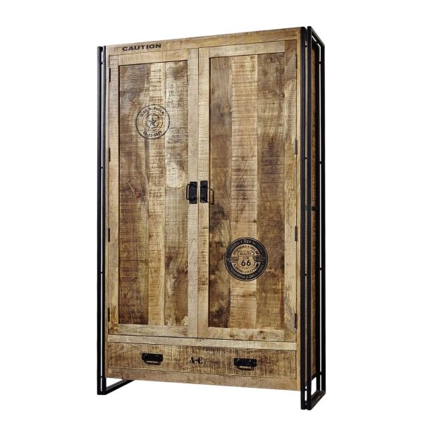 Drehtürenschrank Iron I - Mangoholz massiv Drehtürenschrank Iron I - Mangoholz massiv
