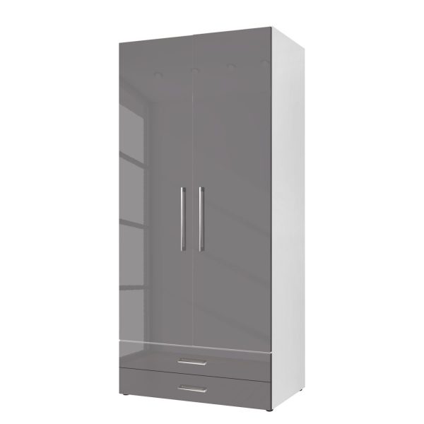 Drehtürenschrank KSW - Hochglanz Lavagrau - 100 cm (2-türig) - 2 Schubladen Drehtürenschrank KSW - Hochglanz Lavagrau - 100 cm (2-türig) - 2 Schubladen