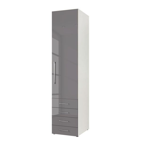 Drehtürenschrank KSW - Hochglanz Lavagrau - 50 cm (1-türig) - Türanschlag rechts - 4 Schubladen Drehtürenschrank KSW - Hochglanz Lavagrau - 50 cm (1-türig) - Türanschlag rechts - 4 Schubladen