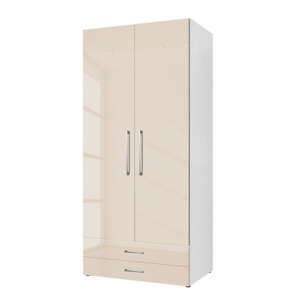 Drehtürenschrank KSW - Hochglanz Macchiato - 100 cm (2-türig) - 2 Schubladen Drehtürenschrank KSW - Hochglanz Macchiato - 100 cm (2-türig) - 2 Schubladen