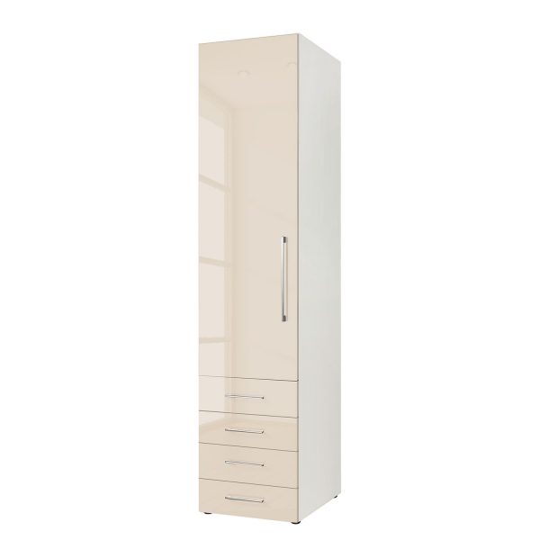 Drehtürenschrank KSW - Hochglanz Macchiato - 50 cm (1-türig) - Türanschlag links - 4 Schubladen Drehtürenschrank KSW - Hochglanz Macchiato - 50 cm (1-türig) - Türanschlag links - 4 Schubladen