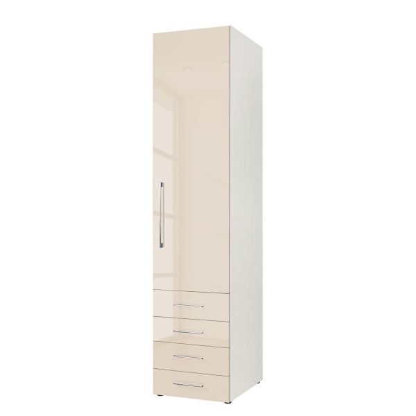 Drehtürenschrank KSW - Hochglanz Macchiato - 50 cm (1-türig) - Türanschlag rechts - 4 Schubladen Drehtürenschrank KSW - Hochglanz Macchiato - 50 cm (1-türig) - Türanschlag rechts - 4 Schubladen