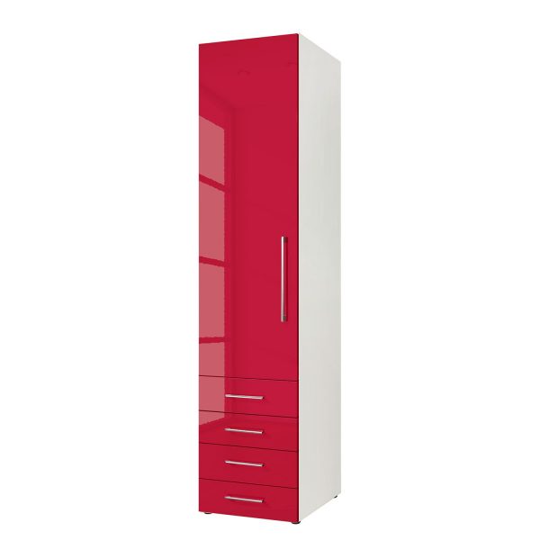 Drehtürenschrank KSW - Hochglanz Rubinrot - 50 cm (1-türig) - Türanschlag links - 4 Schubladen Drehtürenschrank KSW - Hochglanz Rubinrot - 50 cm (1-türig) - Türanschlag links - 4 Schubladen